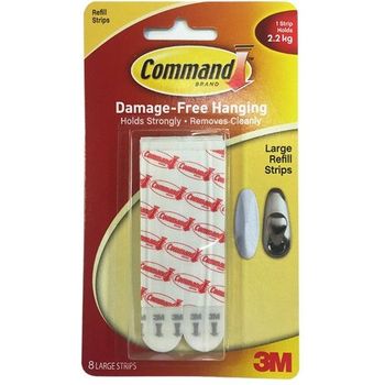 3M Command Large Refill Strips Pack of 8 17023P-8PK