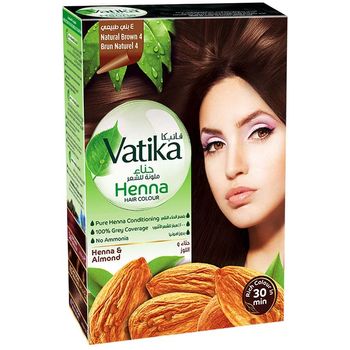 Bundle of 2 Vatika Henna Hair Color No.4 Natural Brown 2 X 60g