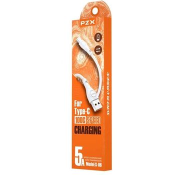 PZX S-06 Fast Charging Cable 5A USB To Type C 1m White