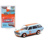 Tarmac Works Datsun Bluebird 510 Wagon Gulf Blue / Orange Diecast Car