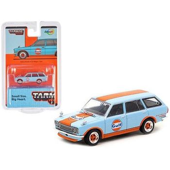 Tarmac Works Datsun Bluebird 510 Wagon Gulf Blue / Orange Diecast Car
