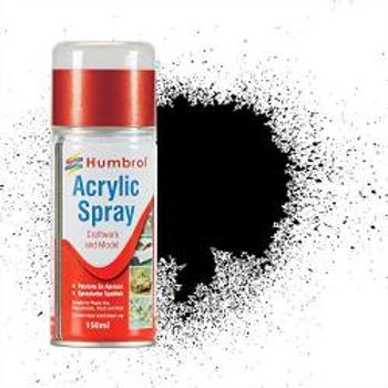 Humbrol Acrylic Spray Gloss Shade 21 Paint Model Kit 150ml Black