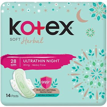 Kotex Soft Herbal Ultra Thin Night Wing Heavy Flow 28cm Sanitary 14 Pads