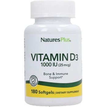NaturesPlus Vitamin D3 Cholecalciferol 1000 IU 180 Softgels Bone Health Heart Health & Immune System Support Supplement Bioavailable Active Form Gluten 180 Servings