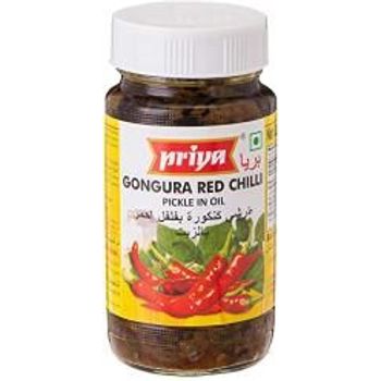 Priya Gongura Red Chilli Pickle Hibiscus Cannabinus Pickle 300 Gramsgm