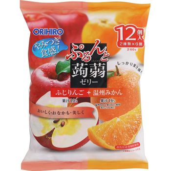 Orihiro Purun and Konjac Jelly Pouches Fuji apple Plus Wenzhou Mandarin Orange 12pcs