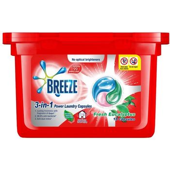 Breeze 3 in 1 Fresh Eucalyptus Power Laundry Capsules 18pcs 216g