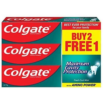 Colgate Toothpaste Maximium Cavity Protection Fresh Cool Mint With Amino Power 3 x 175g