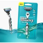 Gillette Mach 3 Razor/Refill - With Comfort Gel Bar, Micro Fin & Indicator Lubrication Strip, 4 pcs