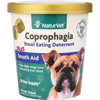NaturVet Coprophagia Stool Eating Deterrent Plus Breath Aid (70 Soft Chews)