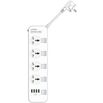 Ldnio SC4408 Power strip with 4 AC sockets 4x USB 2500W White