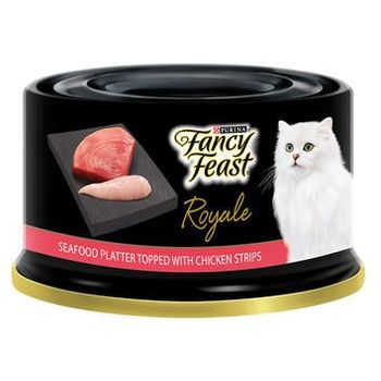 Fancy Feast Royale Seafood Platter Topped With Chicken Strips Cat Food 85g