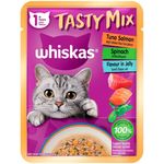 Whiskas Tasty Mix Pouch Tuna Salmon Spinach Flavor in Jelly 70g