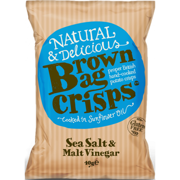 Brown Bag Crisps Sea Salt And Malt Vinegar 40g