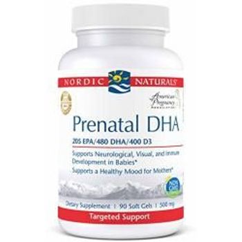 Nordic Naturals Pro Prenatal DHA 480mg DHA 400 IU D3 Targeted Support for Neurological Visual and Immune Development in Babies and a Healthy Mood in Mothers* Unflavored 90 Soft Gels