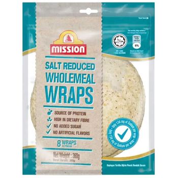 Mission Salt Reduced Wholemeal Wraps 360g