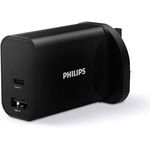 Philips Ultra Fast Wall Charger Type C And USB A PD and QC Outputs 30w