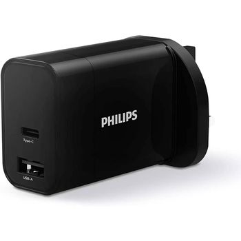 Philips Ultra Fast Wall Charger Type C And USB A PD and QC Outputs 30w