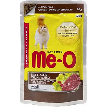 Me-O Pouch Adult Beef Chunk in Jelly 80g