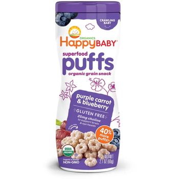 Happy Family Organics - Baby Superfood Puffs, Purple Carrot & Blueberry Puffs (2.1oz)