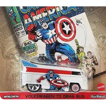 Hot Wheels Volkswagen T1 Drag Bus white Captain America 1 5