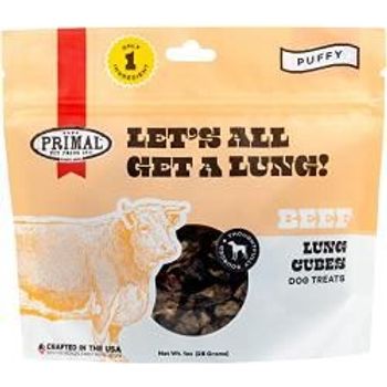 Primal Dog Dehydrated Treats Let's All Get A Lung Beef Lung Cubes 28g