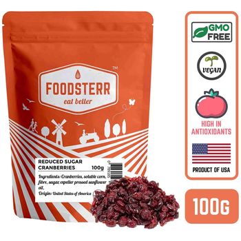 Foodsterr Reduced Sugar Sweetened Dried Cranberries 100g