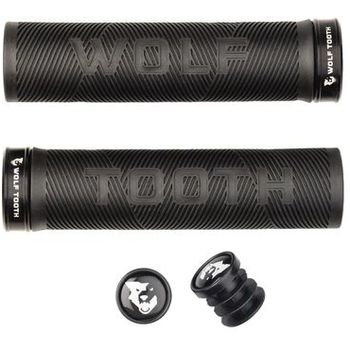 Wolf Tooth Lock On Echo Grip Black Grip with Raw Silver Collar Grip