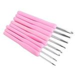 8 Pcs In Set New Aluminum Crochet Hooks With Pink Ergonomic Soft Plastic Handles Good Crafted And Diy Ideas