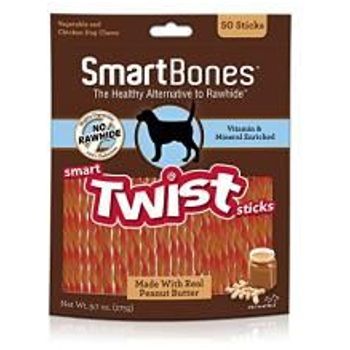 SmartBones Smart Twist Sticks Peanut Butter 50pc