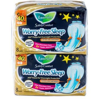 Laurier Safety Comfort Gathers Night Pads 40cm 2 x 8 Per Pack