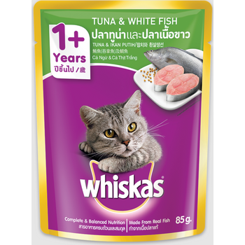 Whiskas Cat Wet Food Pouch Tuna Salmon Fish Nutritious Healthy Cat Lover 85g