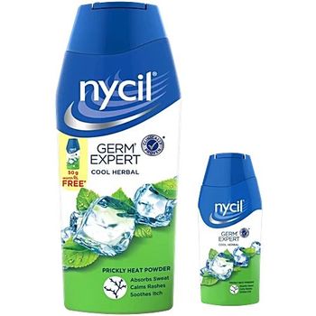 Nycil Germ Expert Prickly Heat Powder Cool Herbal 150g And Cool Herbal 50g