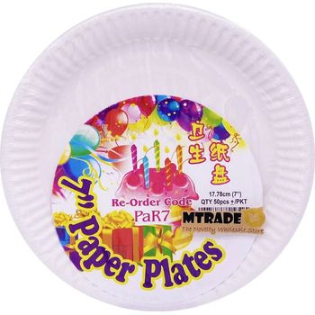 Mtrade Disposable 7 Inch White Paper Plates