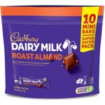Cadbury Dairy Milk Roast Almond Doybag 10 Mini Bars 150g
