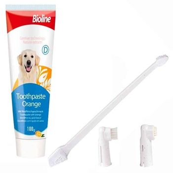 Bioline Dog Toothpaste and Dental Care Set Orange Flavored 100g