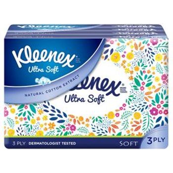Kleenex Softpack Ultra Soft Facial Tissue Floral 50 Sheets