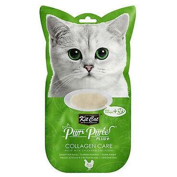 Kit Cat Purr Puree Plus+ Collagen Care Chicken Paste Cat Treats 4 X 15g