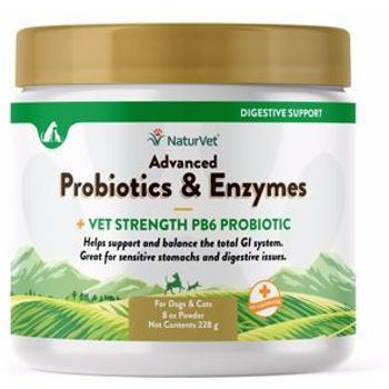 NaturVet Digestive Enzymes Plus Probiotic Powder for Dogs and Cats 228g