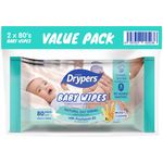Drypers Baby Wipes 2pcs 80Sheets