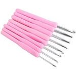 8 Pcs In Set New Aluminum Crochet Hooks With Pink Ergonomic Soft Plastic Handles Good Crafted And Diy Ideas