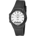 Casio Men's Core Aw90h-7ev Black Rubber Quartz Watch With White Dial
