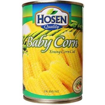 Hosen Baby Corn Young Corn Cut in Brine 200g