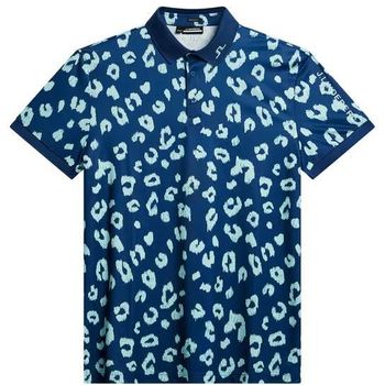 J. Lindeberg Tour Tech Reg Fit Print Polo L Savanna Estate Blue