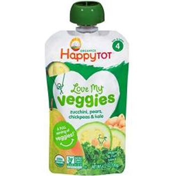Happy Baby Organic Tot Love My Veggies Pouch Zucchini, Pear, Chickpea & Kale
