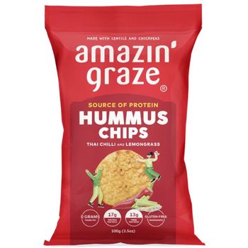 Amazin Graze Hummus Chips Thai Chilli And Lemongrass 100g