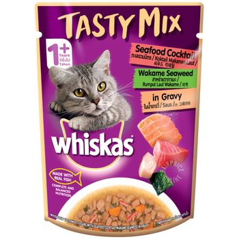 Whiskas Pouch Cat Food Seafood Cocktail Wakame Seaweedingravy