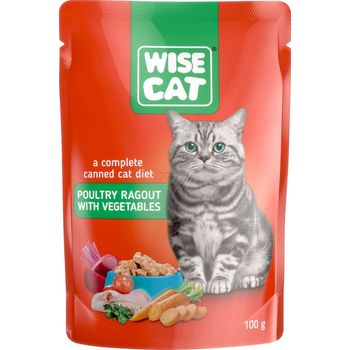 Wise Cat Wet Cat Food with Bird and Vegetable Stew 100g