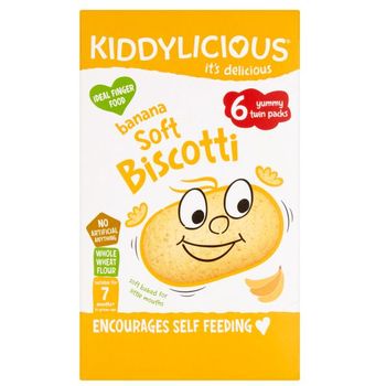 Kiddylicious Biscotti, Banana, Baby Snack, 7 Months+, Multipack, 6 x 20g