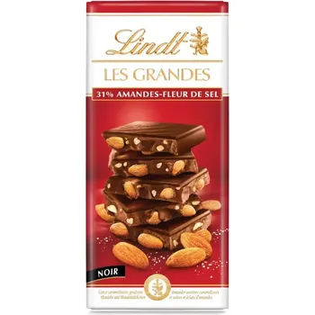 Lindt Dark Chocolate Les Grandes 31 Percent Almonds Fleur 150g